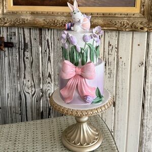 Brand NWT Heavy Easter Tiered Cake on Stand Easter Spring Decor